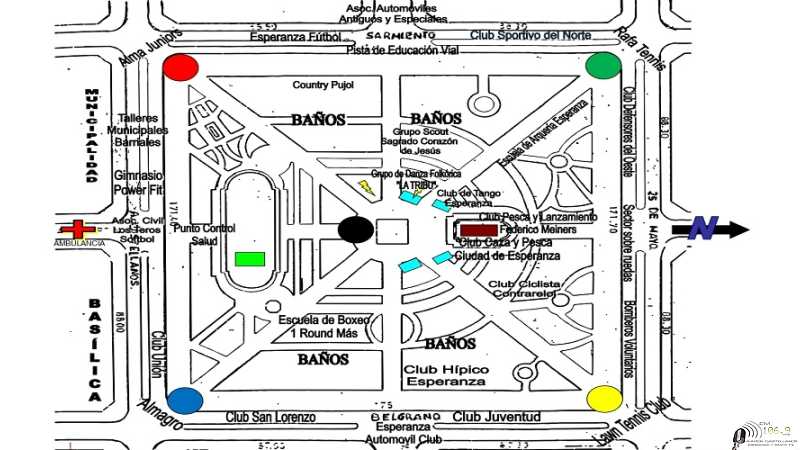 Ubicaciones Desafío Olímpico viernes 14 a 17 en plaza San Martín de Esperanza