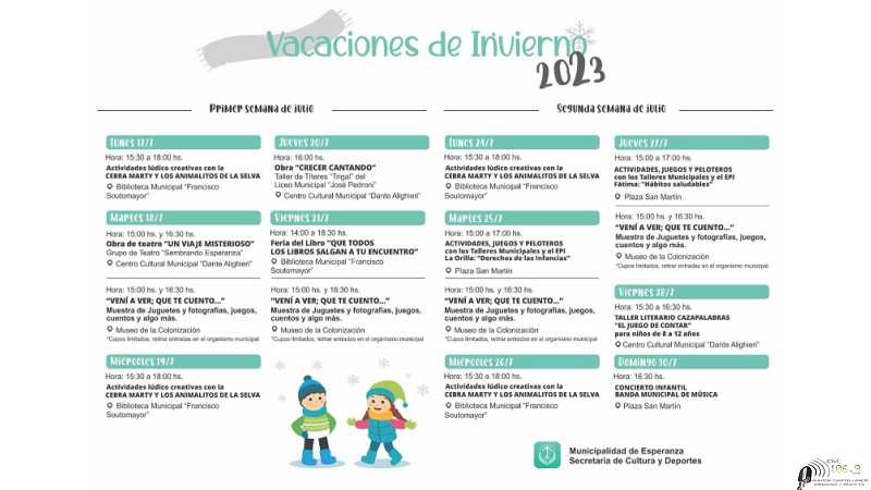 Secretaria Cultura y Deporte ofrece distintas alternativas para estas vacaciones de Invierno 2023